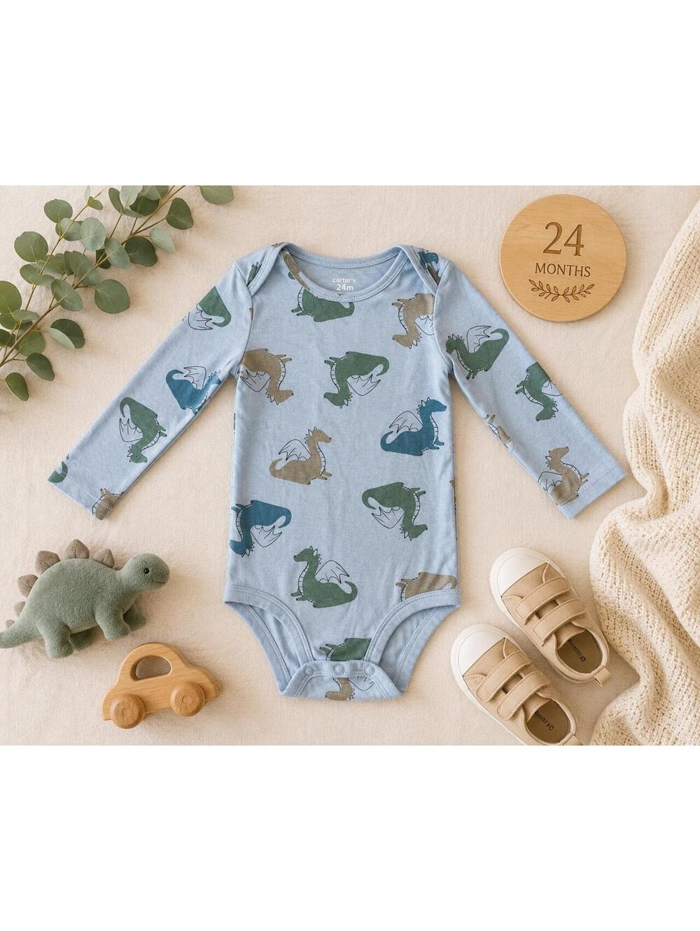 Carter’s 24M Blue DragonLong Sleeve Bodysuit Baby Boy One Piece